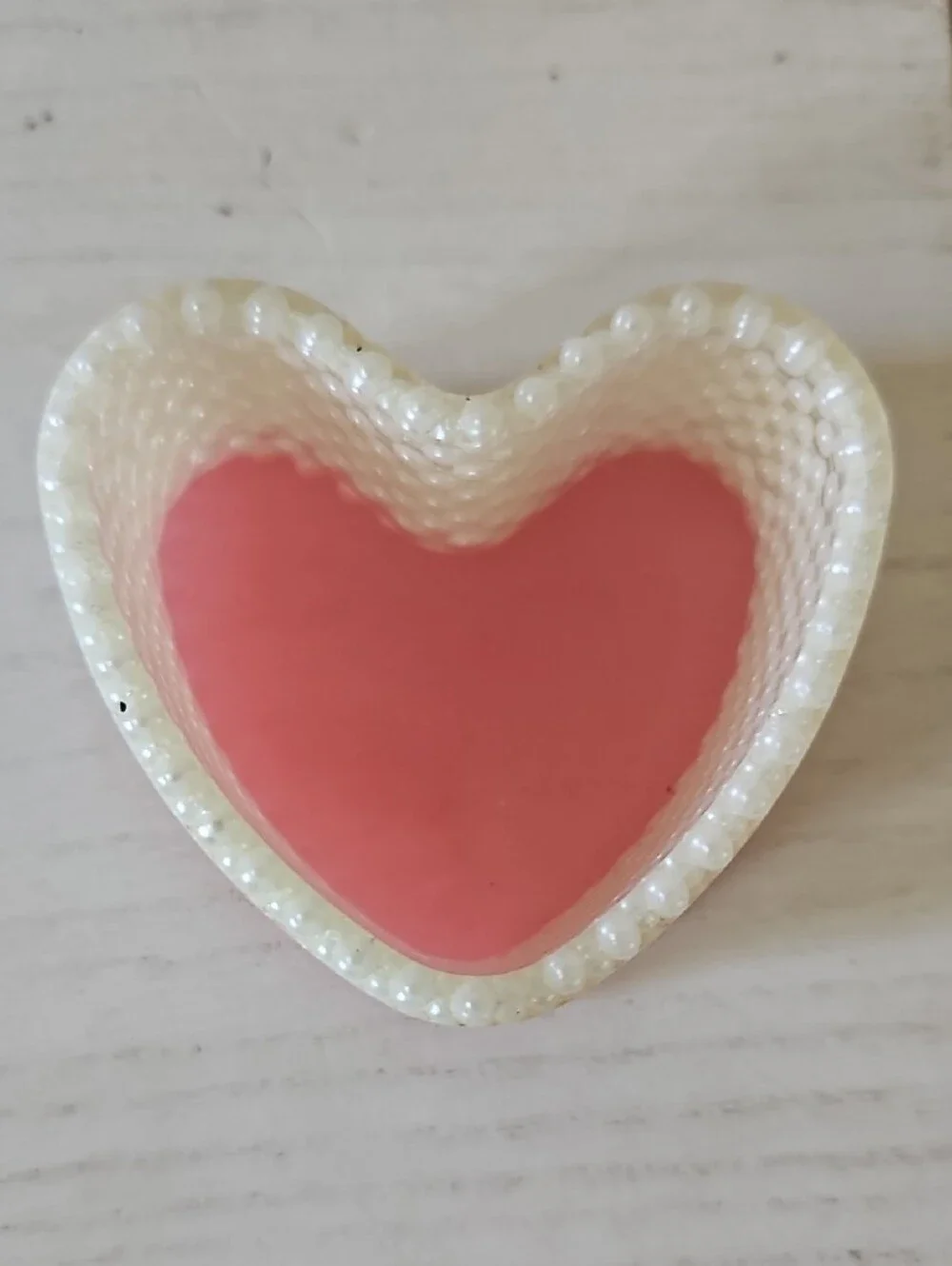 Heart Shaped Pink and Pearl Trinket Dish